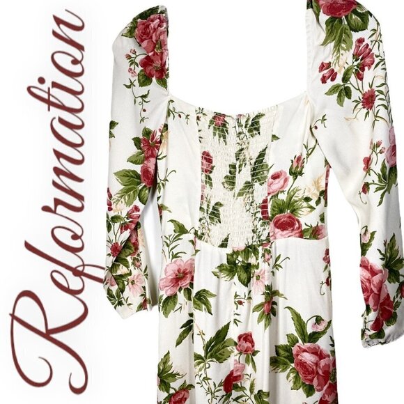 NWT REFORMATION Hilda Floral Rose Dress In Jardin, Size 4 - Picture 7 of 9